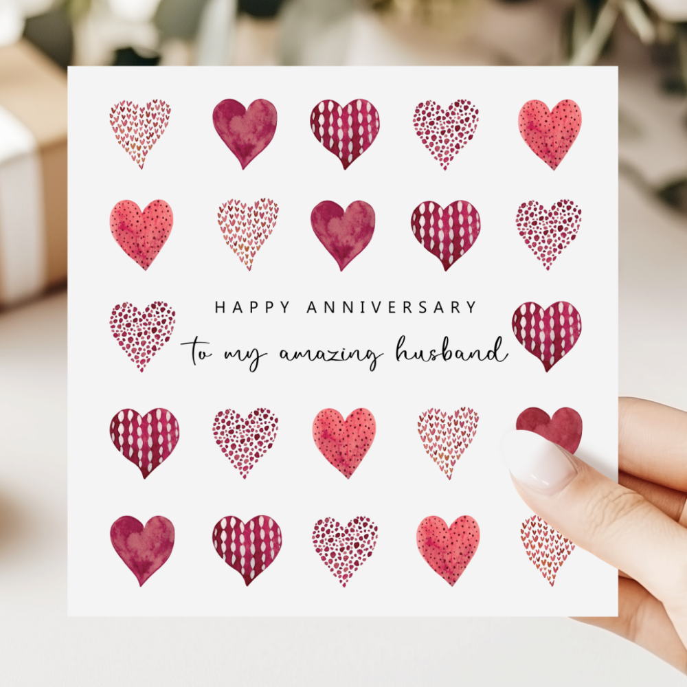 Husband Anniversary Card | Love Hearts Design