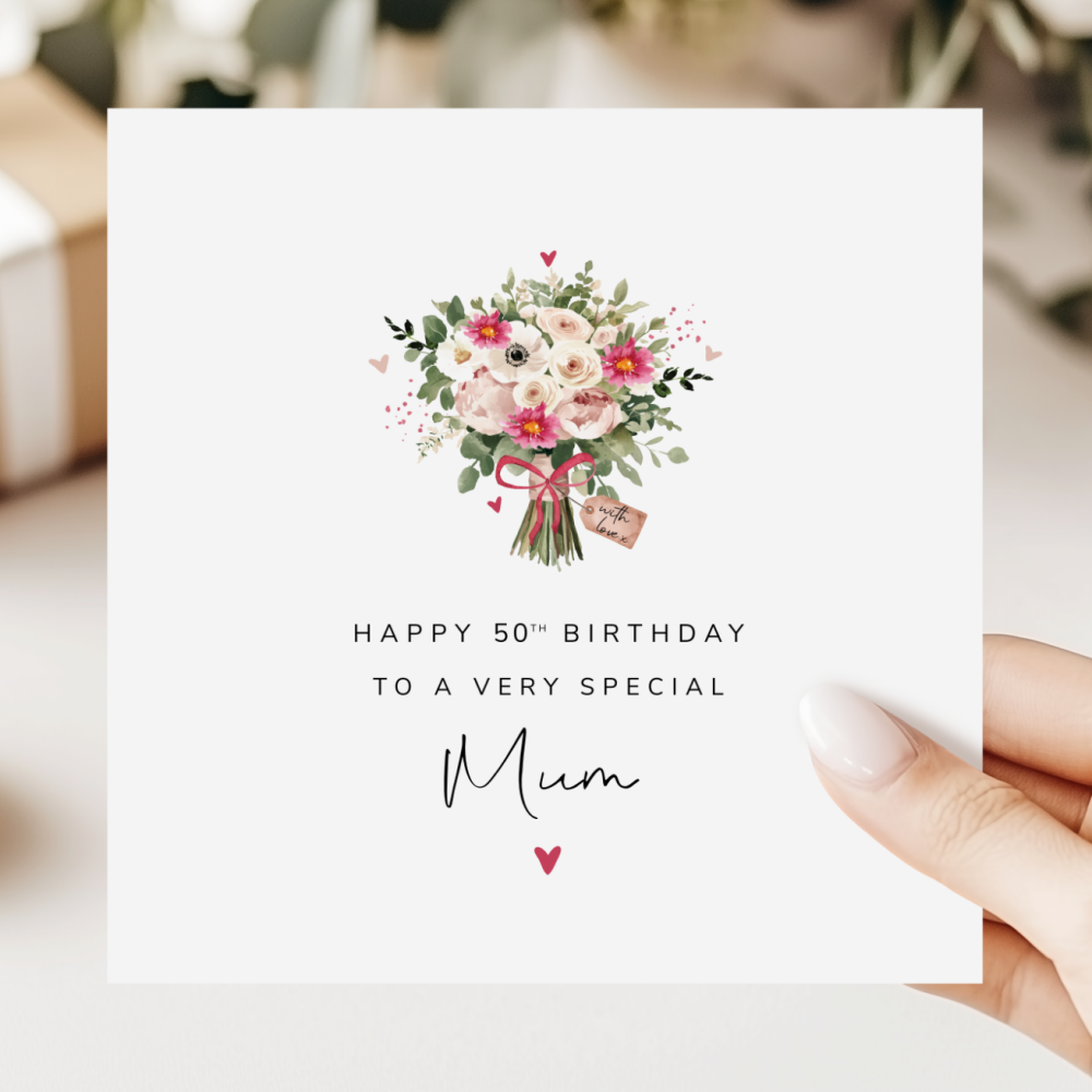 Floral 50th Birthday Card For Mum