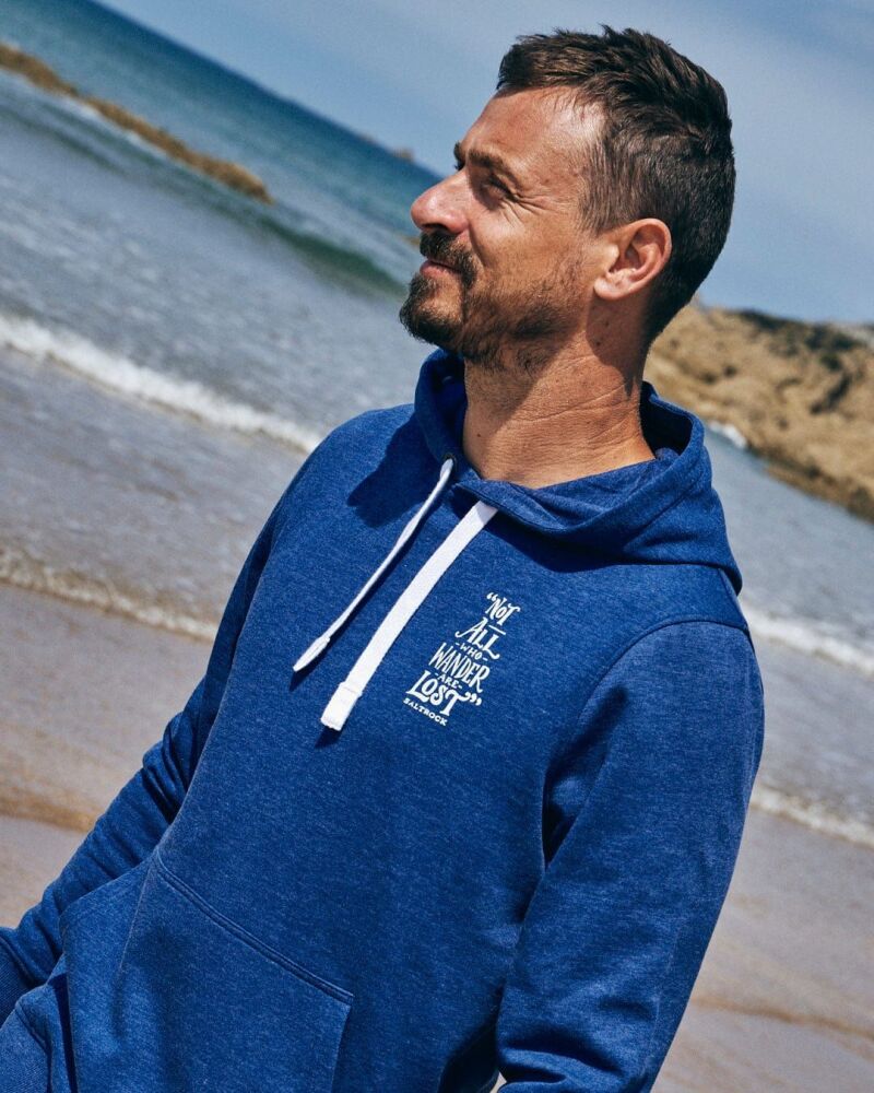 Saltrock Lost Ships - Mens Pop Hoodie - Blue Marl