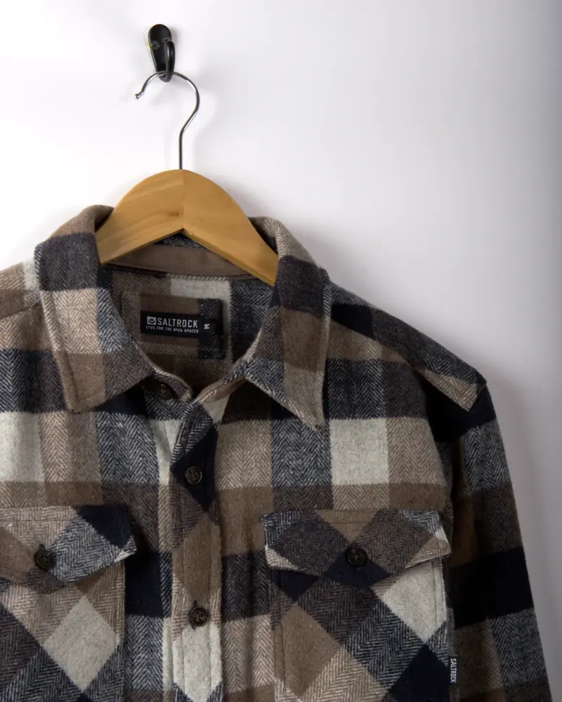 Saltrock Wilfred - Mens Check Flannel Overshirt - Brown