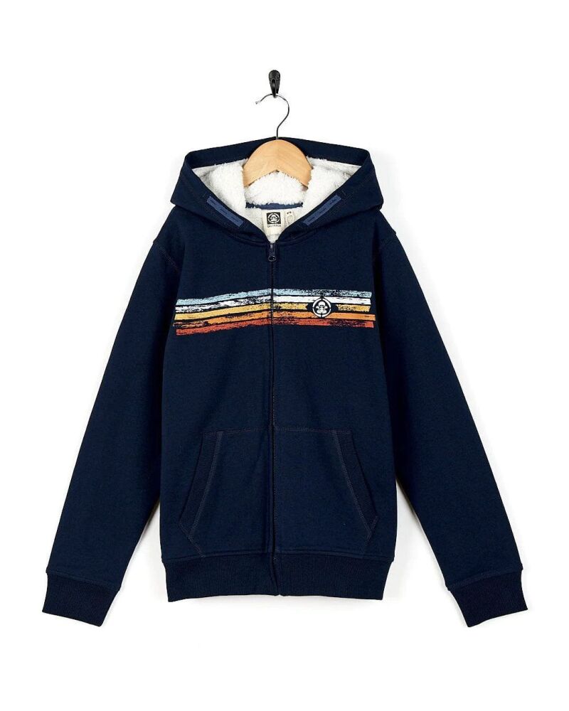 Saltrock Tok Stripe - Kids Borg Lined Zip Hoodie - Blue