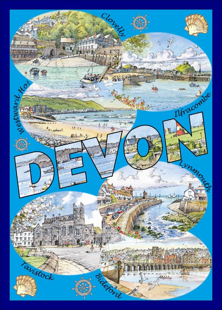 North Devon Scenes Tea Towel (Lynmouth)