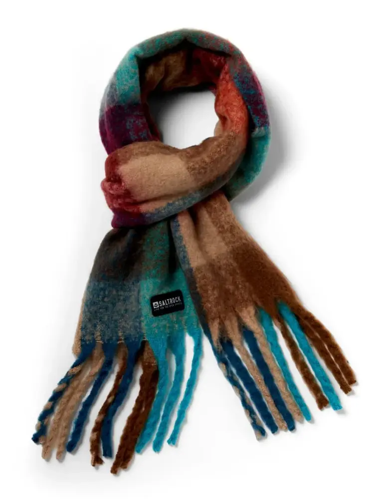 Saltrock Harvest Check Pattern Scarf - Brown / Multicoloured