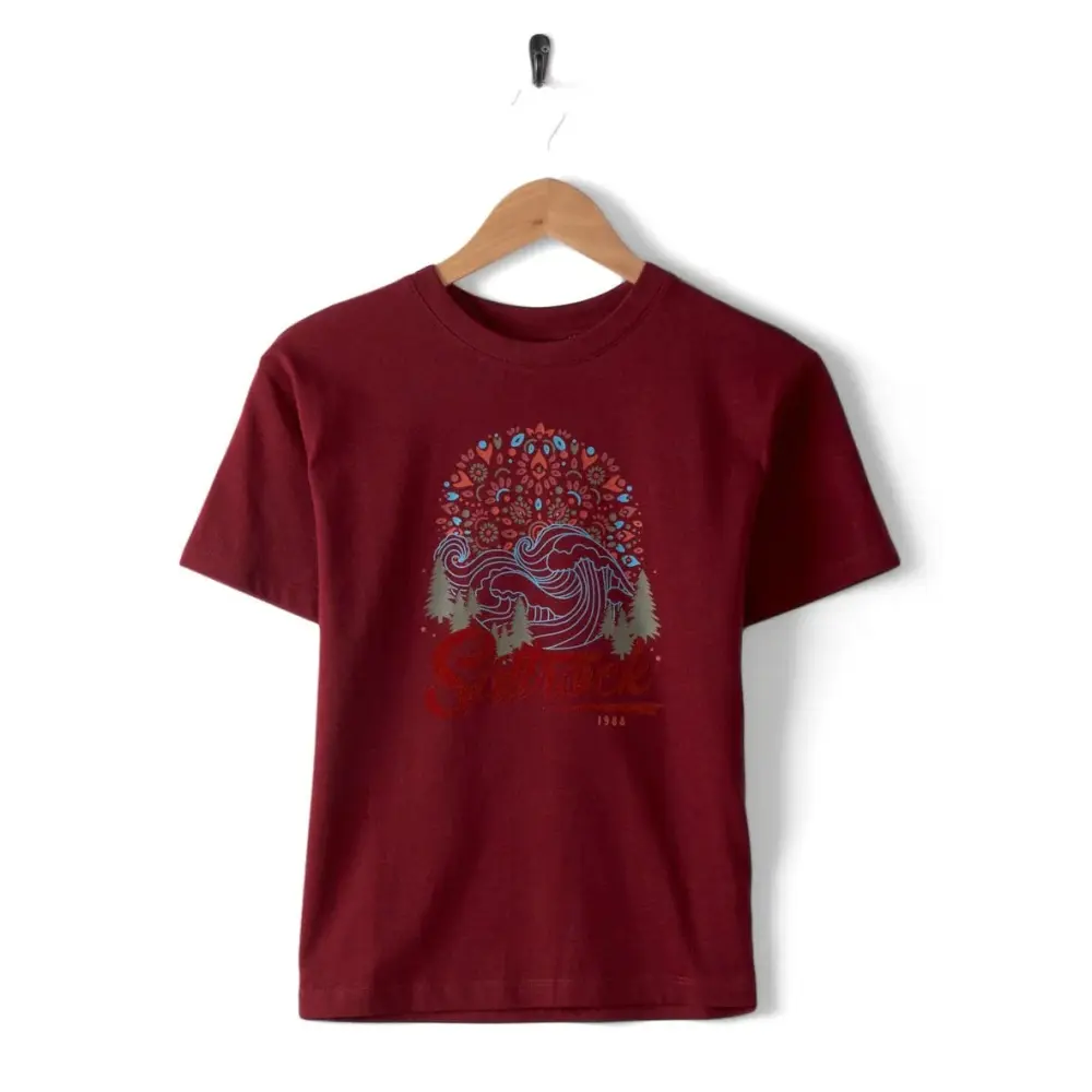 Saltrock Wild Flower Wave - Kids Short Sleeved T-Shirt - Dark Red