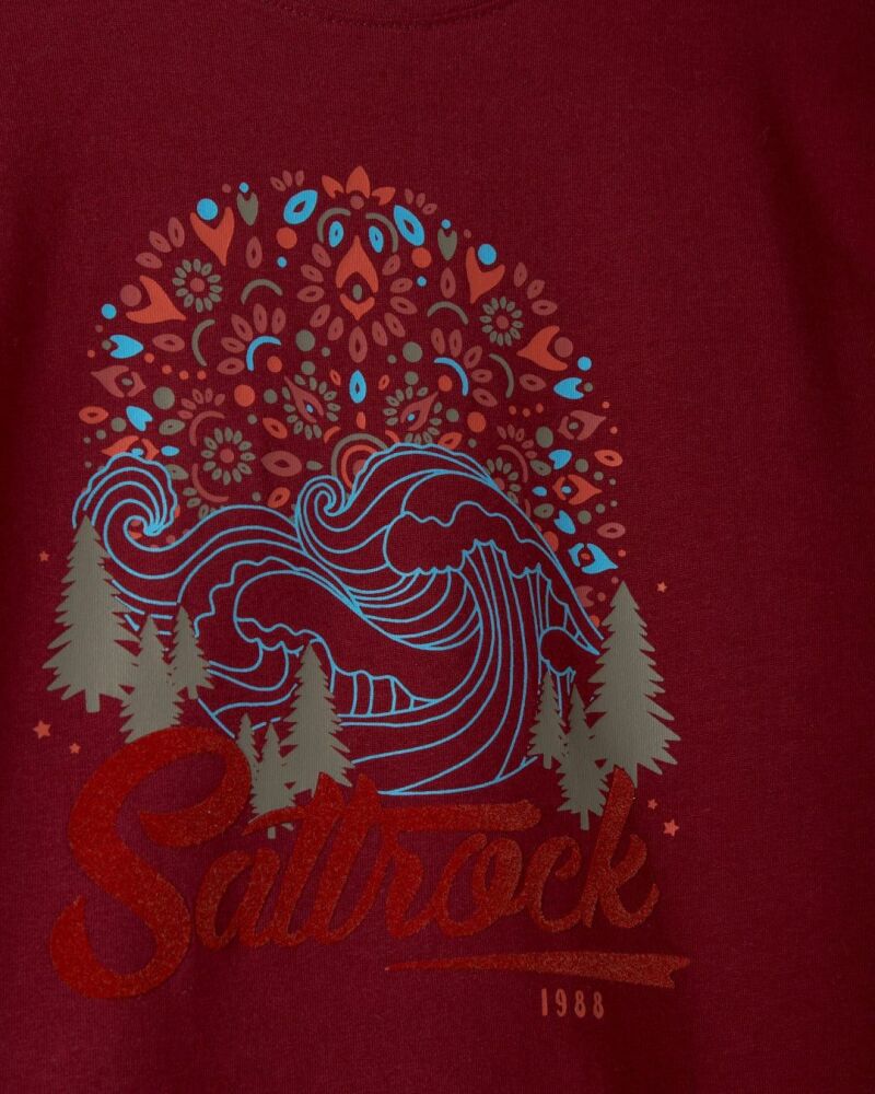 Saltrock Wild Flower Wave - Kids Short Sleeved T-Shirt - Dark Red