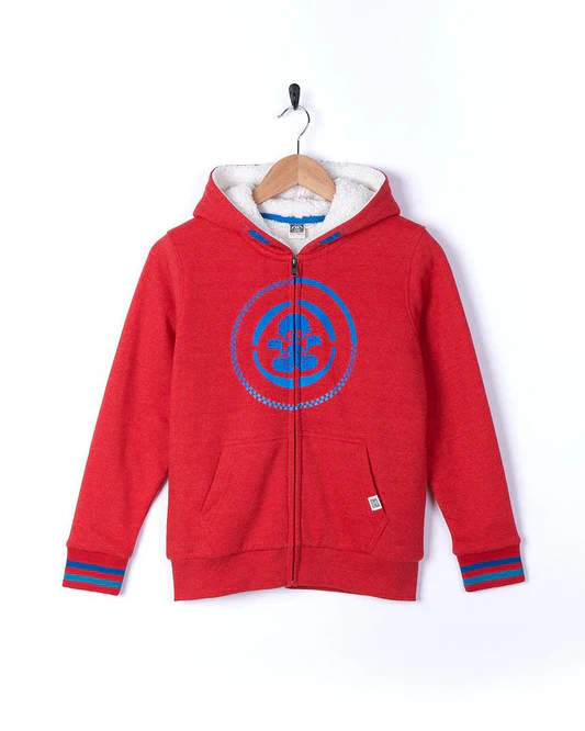 Saltrock Grader - Kids Borg Lined Zip Hoodie - Red