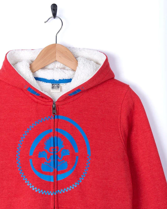Saltrock Grader - Kids Borg Lined Zip Hoodie - Red