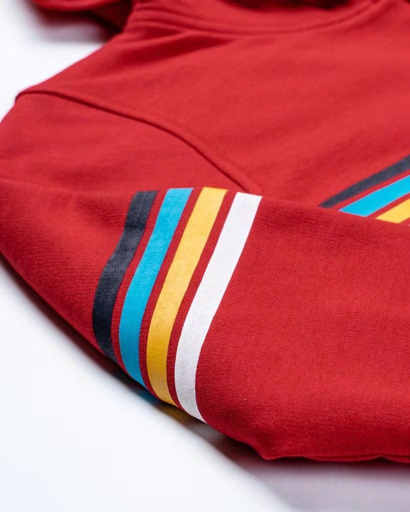 Saltrock Rainbow Lines - Kids Borg Lined Hoodie - Red