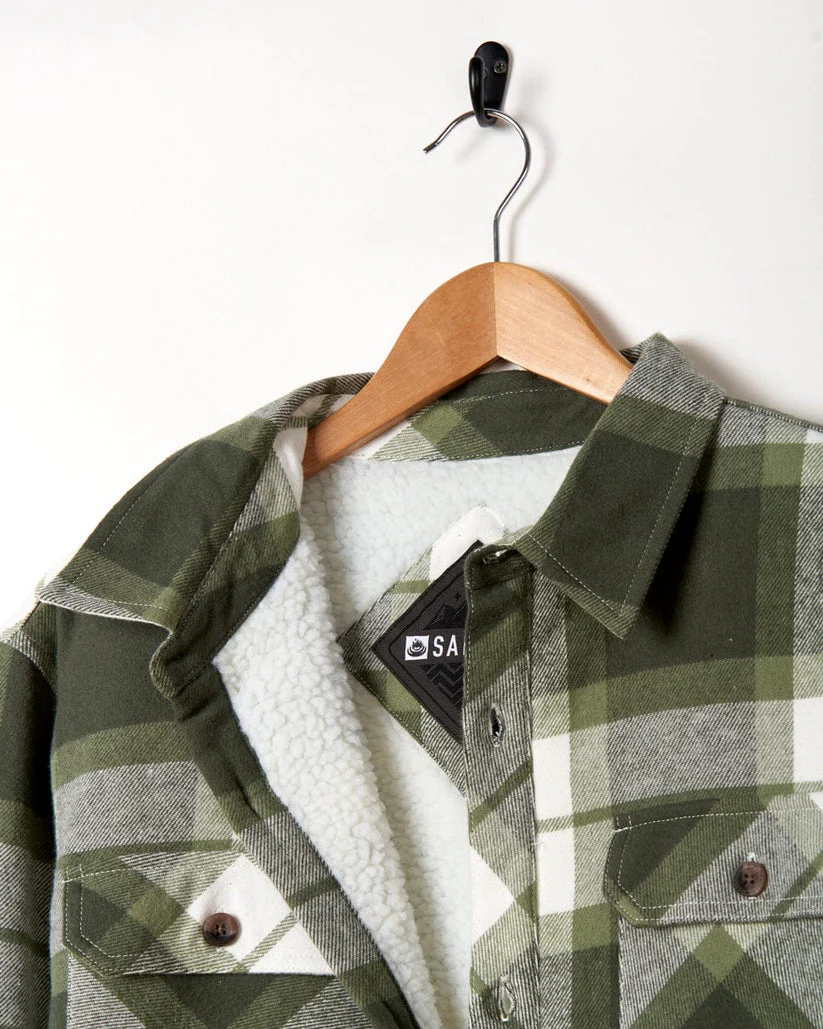 Saltrock Woody - Mens Borg Lined Shacket - Green Check
