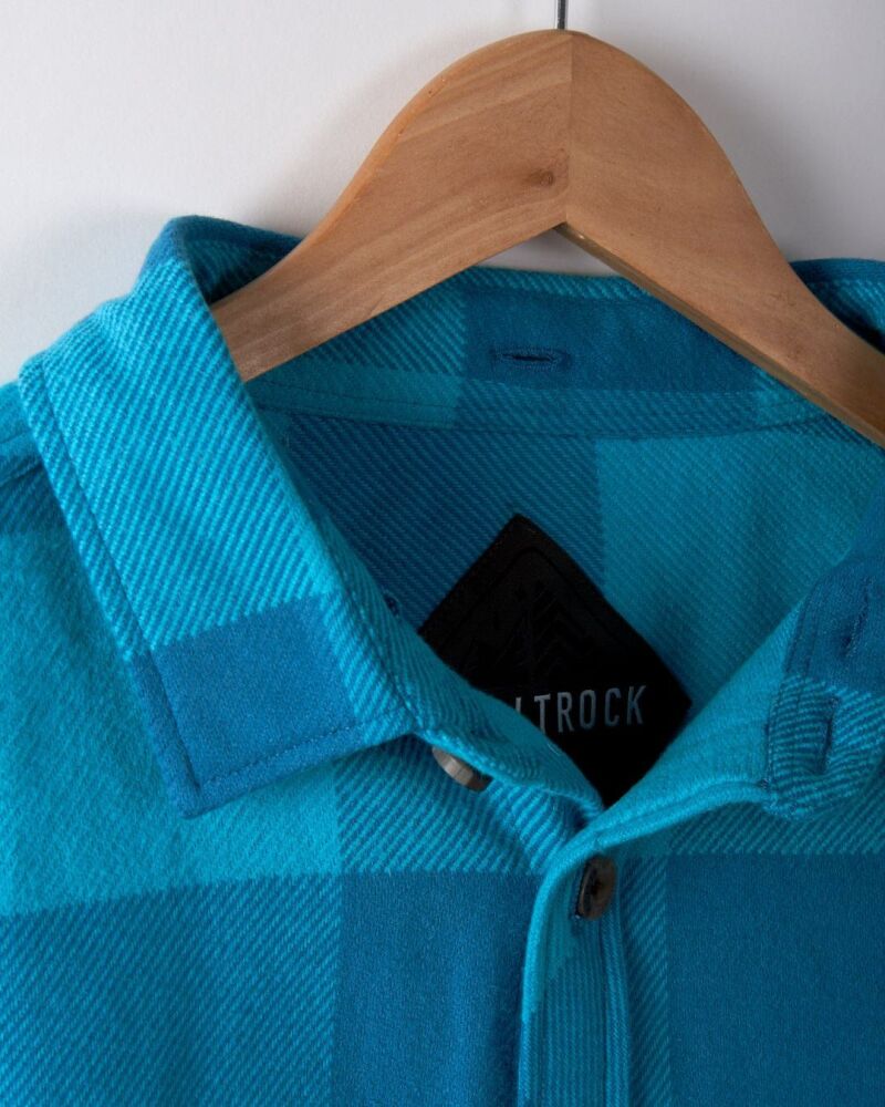 Saltrock Beale - Mens Hooded Flannel Shirt - Blue