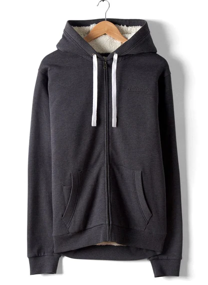 Saltrock Home Run - Mens Stitch Sherpa Lined Hoodie - Dark Grey