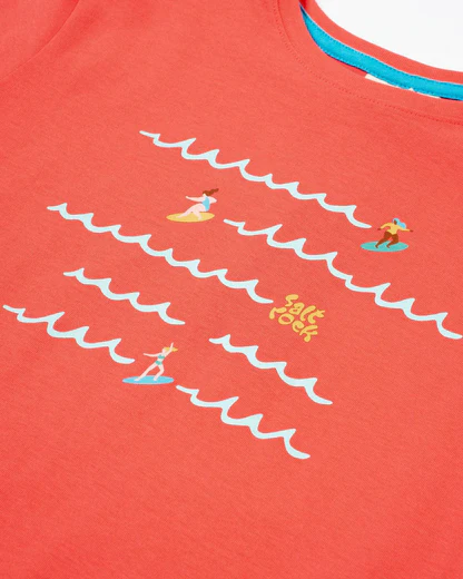 Saltrock Surf Sisters Wave - Kids Printed Short Sleeve T-Shirt - Pink
