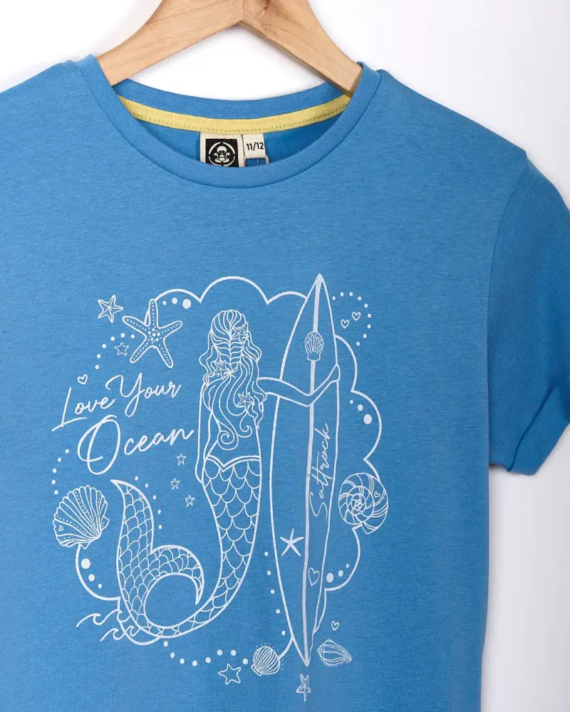 Saltrock Mermaid Surf - Kids Short Sleeve T-Shirt - Light Blue