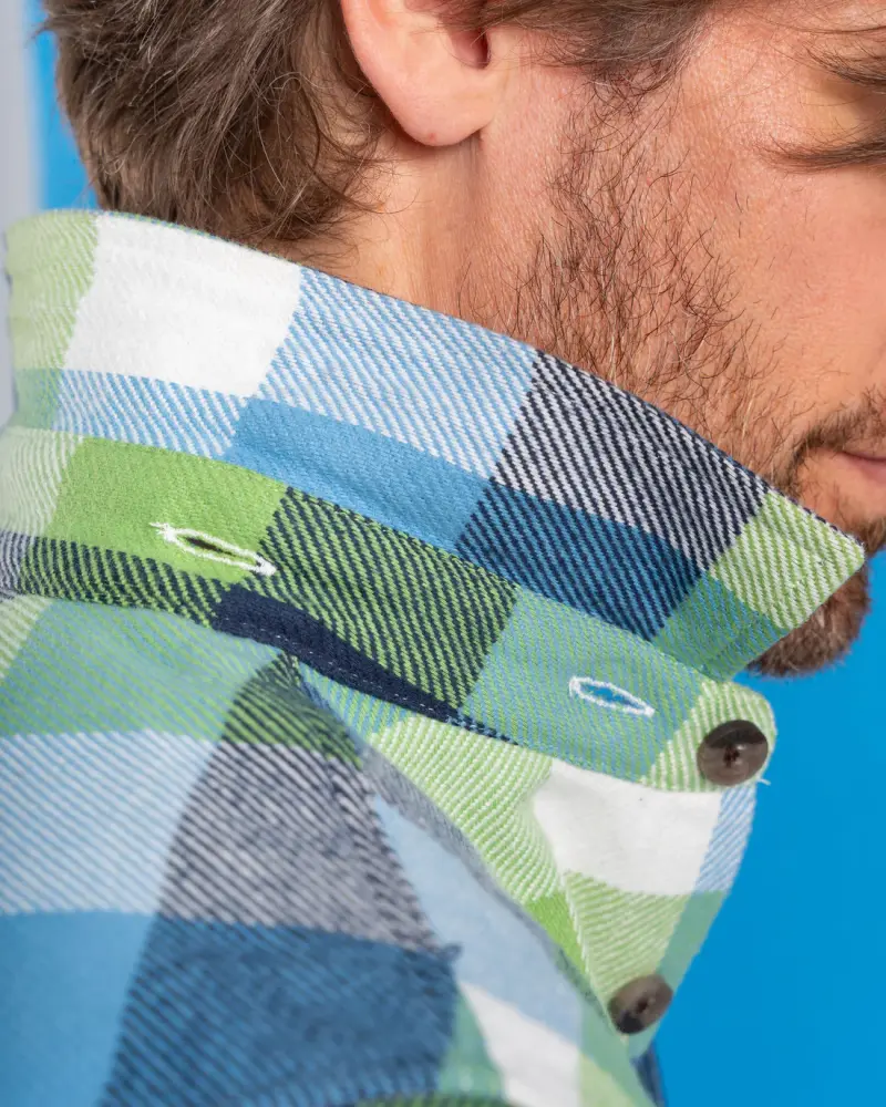 Saltrock Beale - Mens Hooded Flannel Shirt - Light Blue
