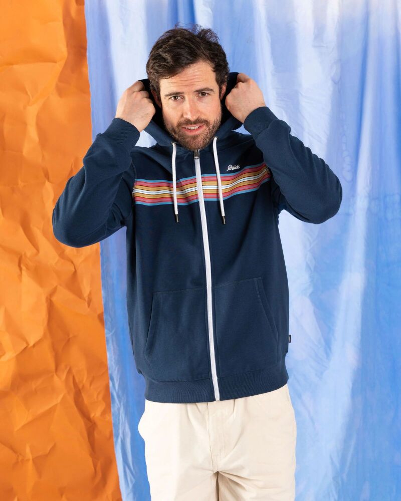 Saltrock Classic Stripe - Mens Zip Hoodie - Blue