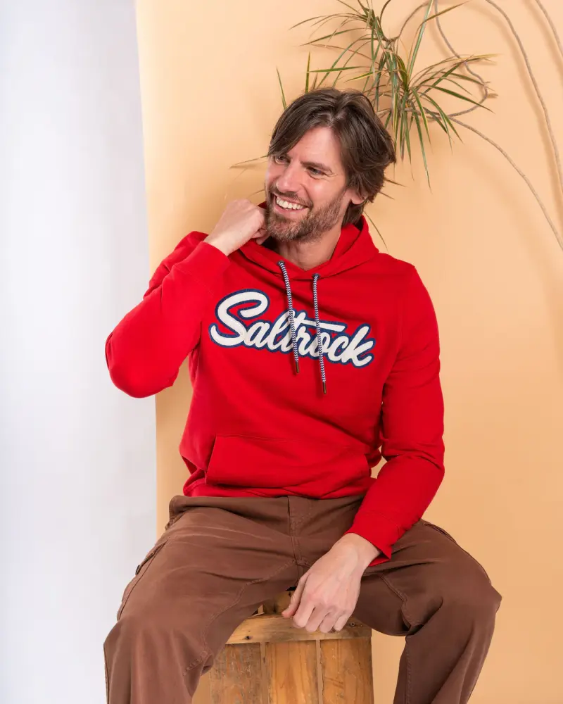 Saltrock Strike - Mens Pop Hoodie - Red