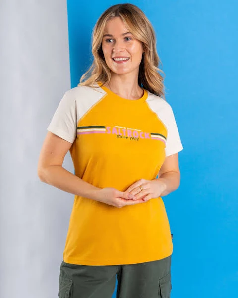 Saltrock Atlantic Stripe - Womens Raglan Short Sleeve T-Shirt - Yellow