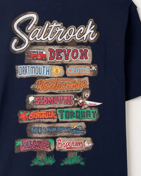Saltrock Beach Signs Devon - Mens Short Sleeve T-Shirt - Blue