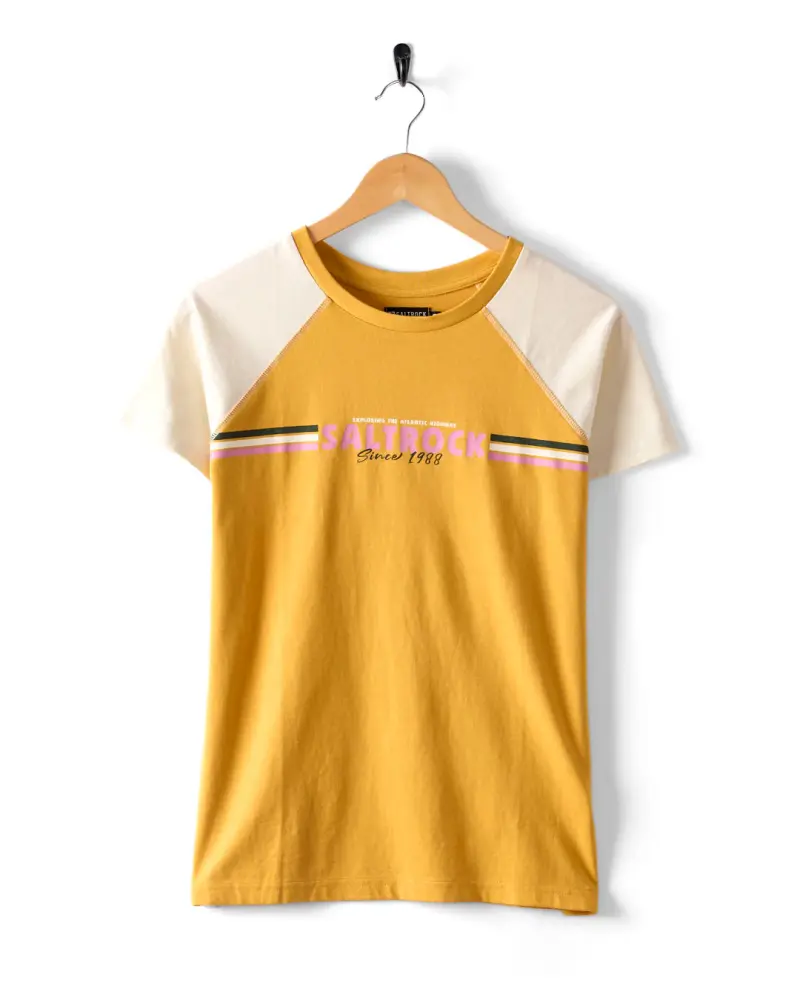Saltrock Atlantic Stripe - Womens Raglan Short Sleeve T-Shirt - Yellow