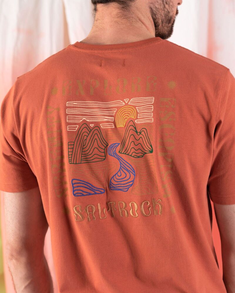Saltrock Rebalance - Mens Embroidered T-Shirt - Orange