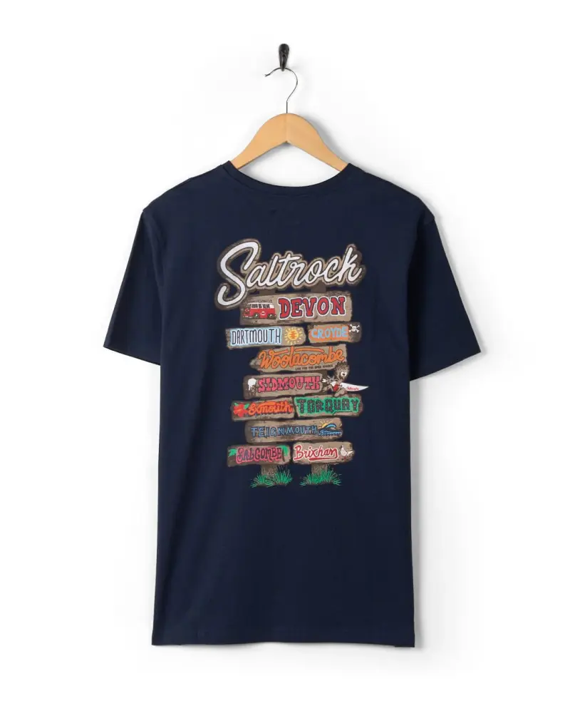 Saltrock Beach Signs Devon - Mens Short Sleeve T-Shirt - Blue