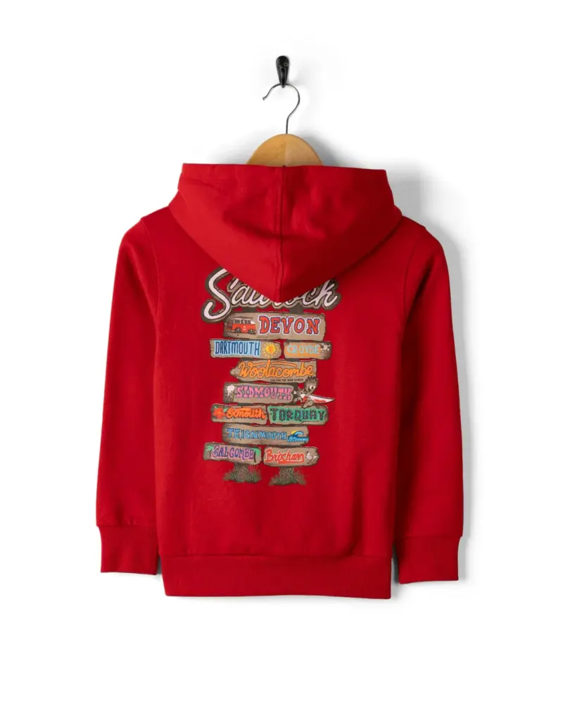 Saltrock Beach Signs Devon - Kids Pop Hoodie - Red