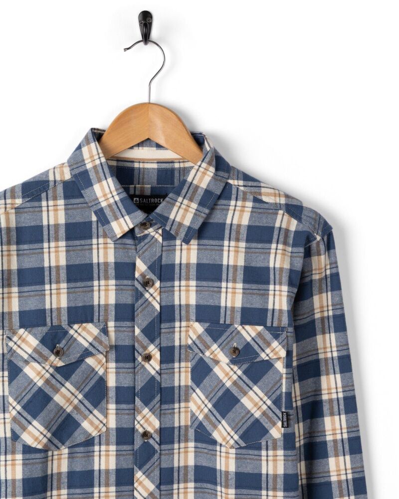 Saltrock Miles - Mens Flannel Shirt - Blue Check
