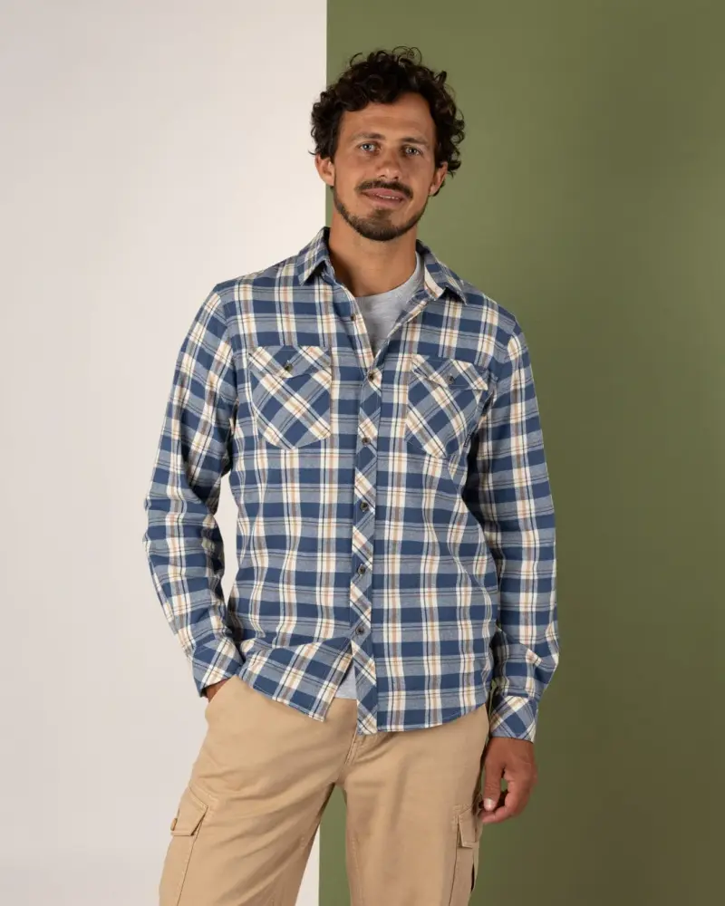 Saltrock Miles - Mens Flannel Shirt - Blue Check
