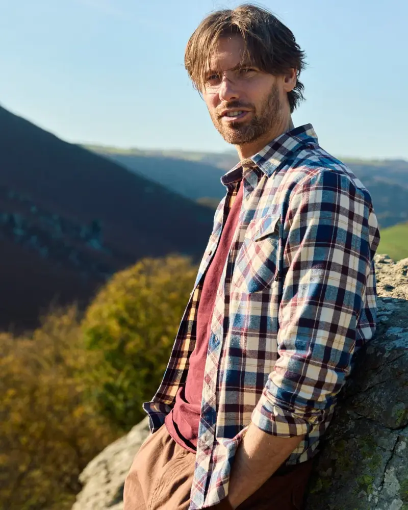Saltrock Miles - Mens Flannel Shirt - Purple Check