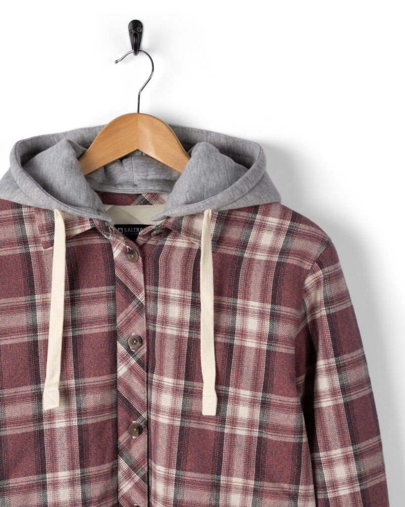 Saltrock Myla - Womens Hooded Check Shacket - Pink Check