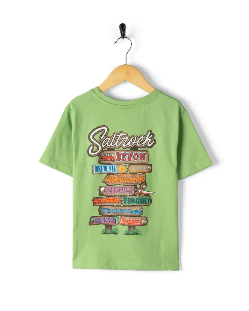 Saltrock Beach Signs Devon - Kids Short Sleeve T-Shirt - Green