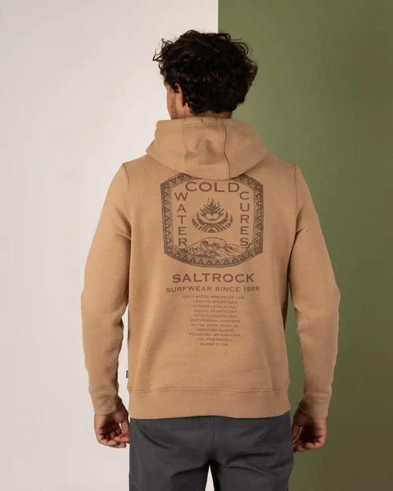 Saltrock Cold Water Cures - Mens Pop Hoodie - Brown