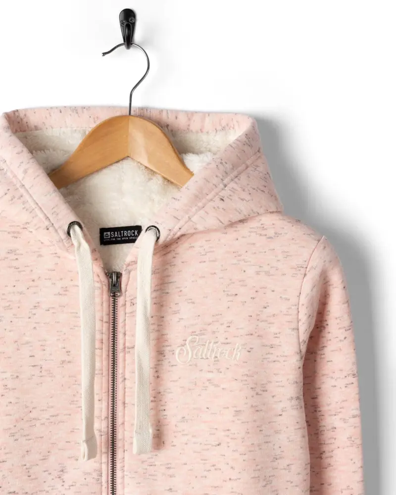 Saltrock Trader Sleeve - Womens Borg Lined Hoodie - Light Pink