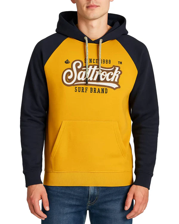 Saltrock Pitcher Raglan - Mens Pop Hoodie - Yellow/Blue
