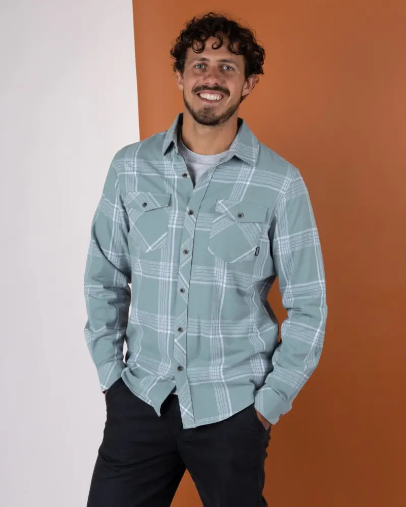 Saltrock Miles - Mens Flannel Shirt - Light Green Check - FREE P&P Royal Mail Tracked