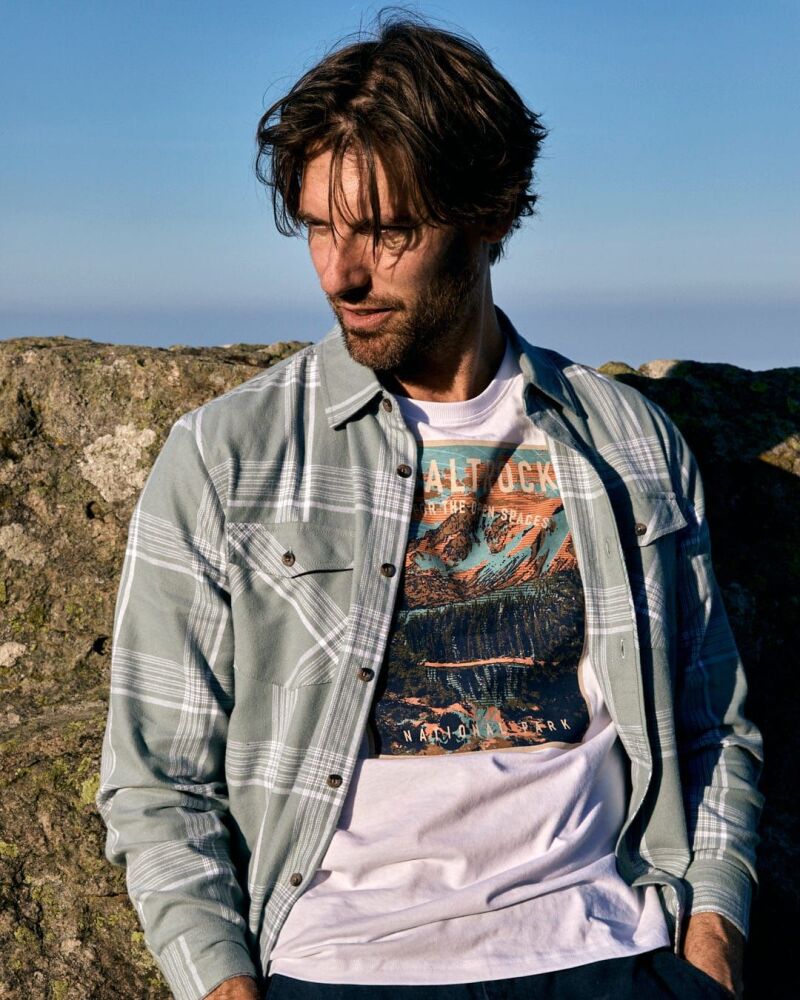 Saltrock Miles - Mens Flannel Shirt - Light Green Check - FREE P&P Royal Mail Tracked