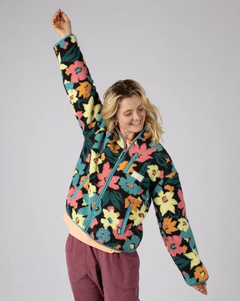 Saltrock Womens Holidaze Floral Full Zip Fleece - Dark Grey - FREE P&P Royal Mail Tracked