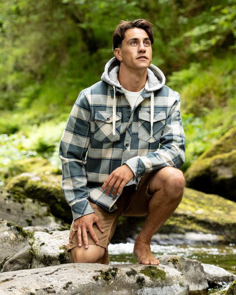 Saltrock Strait - Mens Hooded Flannel Shirt - Green - FREE P&P Royal Mail Tracked