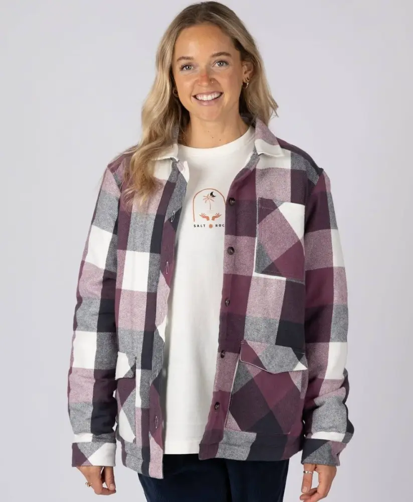 Saltrock Knox - Womens Quilted Shirt - Dark Pink - FREE P&P Royal Mail Tracked