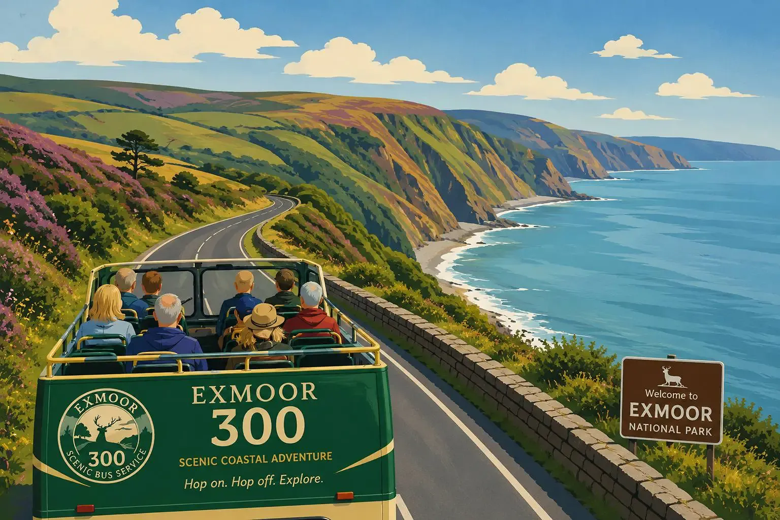 Exmoor Coaster Bus 2026 - Service 300 - Minehead - Lynmouth - Ilfracombe - Lynmouth - Minehead - Lynmouth Hotels
