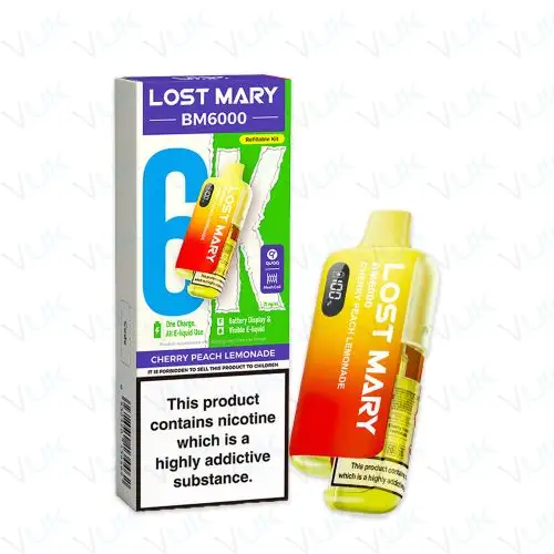 Cherry Peach Lemonade Lost Mary BM6000 Pre-filled Kit - 20mg - FREE UK delivery - &pound;8.99