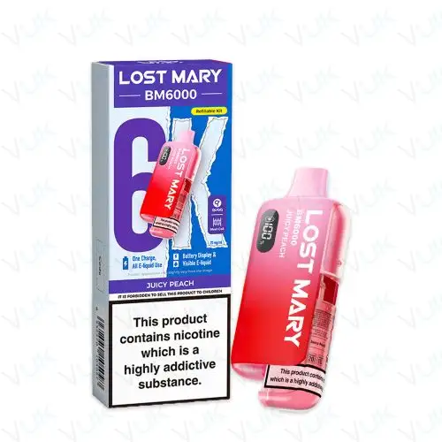 Juicy Peach Lost Mary BM6000 Pre-filled Kit - 20mg - FREE UK delivery - &pound;8.99