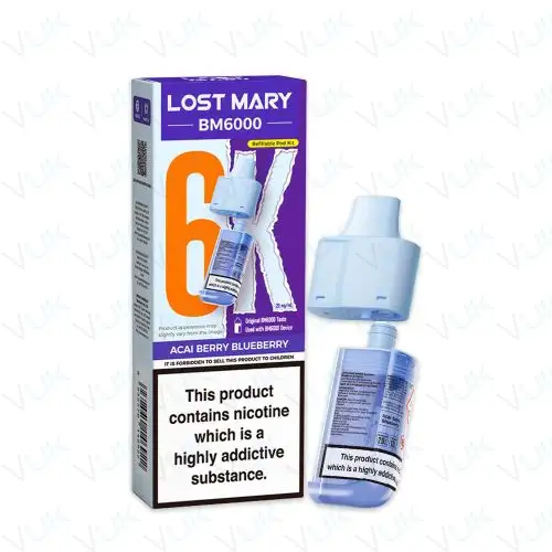 Acai Berry Blueberry Lost Mary BM6000 Prefilled Pod + Refill Container - &pound;6.99 - FREE UK delivery