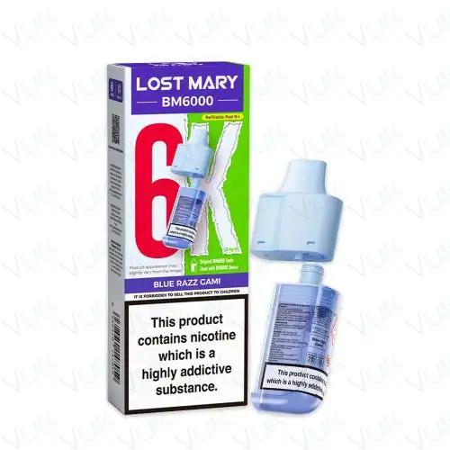 Blue Razz Gami Lost Mary BM6000 Prefilled Pod + Refill Container - &pound;6.99 - FREE UK delivery
