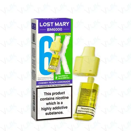 Cherry Peach Lemonade Lost Mary BM6000 Prefilled Pod + Refill Container - &pound;6.99 - FREE UK delivery