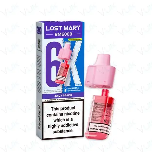 Juicy Peach Lost Mary BM6000 Prefilled Pod + Refill Container - &pound;6.99 - FREE UK delivery