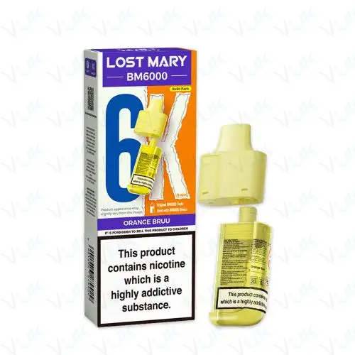 Orange Bruu Lost Mary BM6000 Prefilled Pod + Refill Container - &pound;6.99 - FREE UK delivery