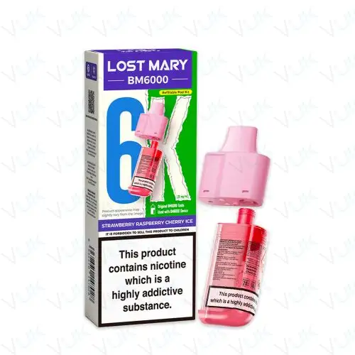 Strawberry Raspberry Cherry Ice Lost Mary BM6000 Prefilled Pod + Refill Container - &pound;6.99 - FREE UK delivery