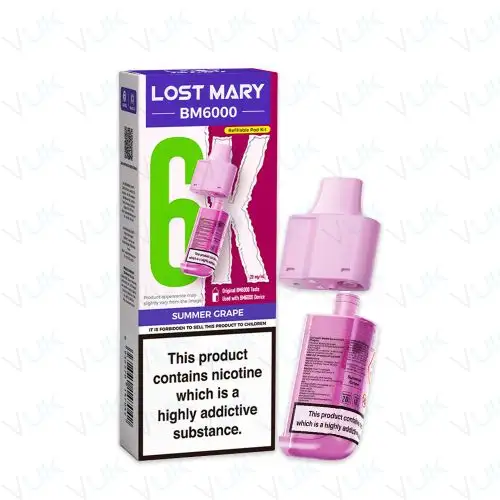 Summer Grape Lost Mary BM6000 Prefilled Pod + Refill Container - &pound;6.99 - FREE UK delivery