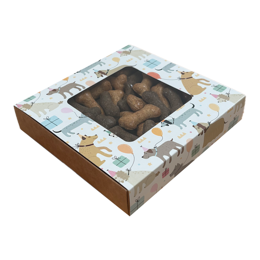 Dog Birthday Square Box Medium with Window - 155 x 155 x 30mm